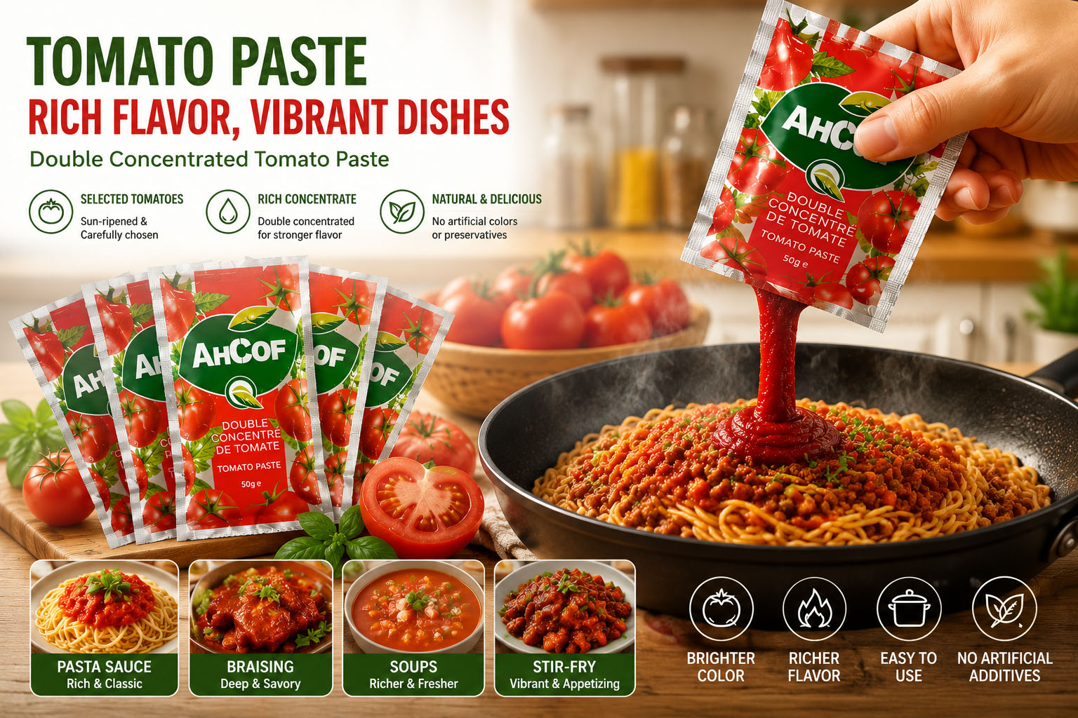 Concentrated Tomato Paste tomato concentrate sachet for cooking and catering