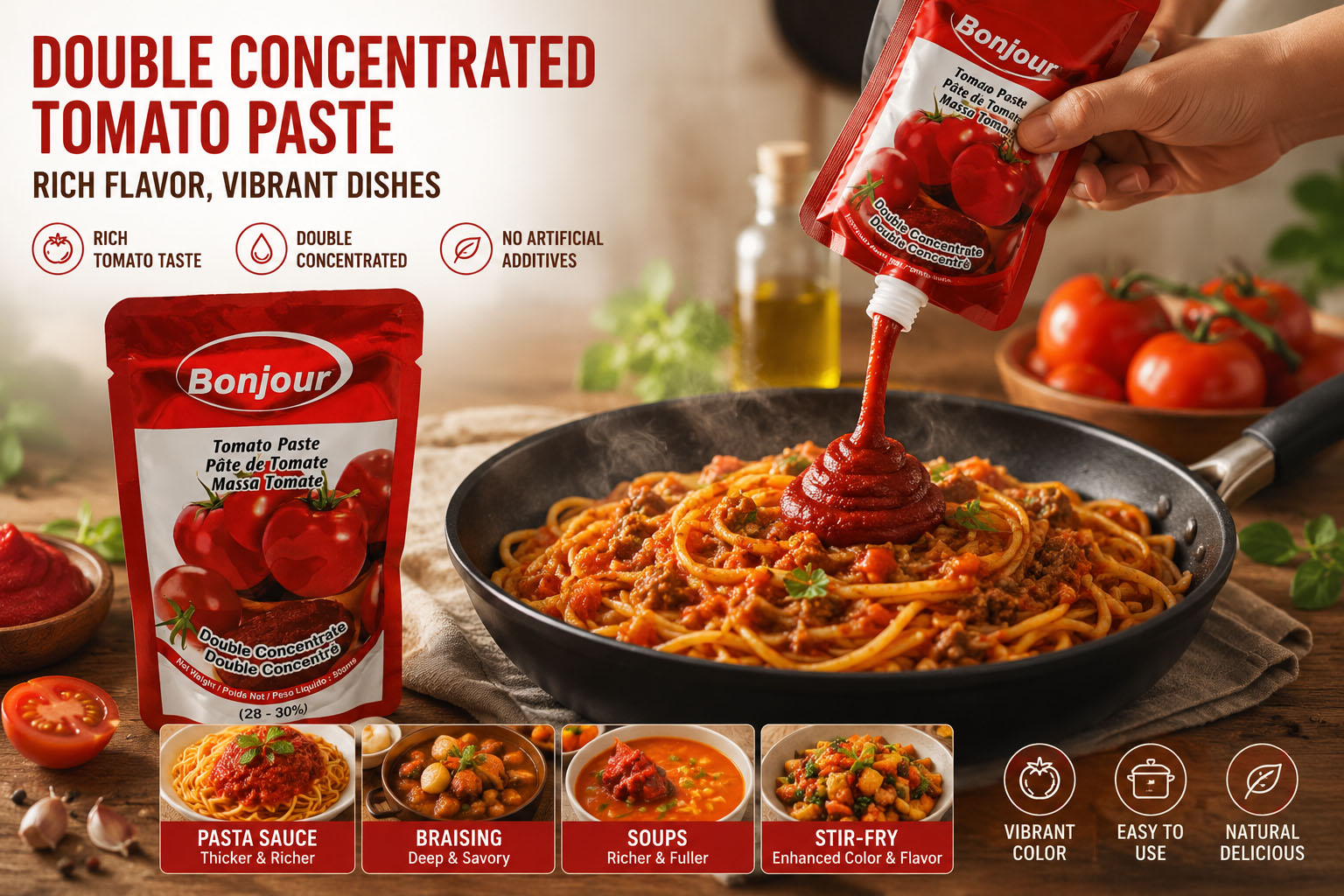 Concentrated Tomato Paste tomato concentrate sachet for cooking and catering